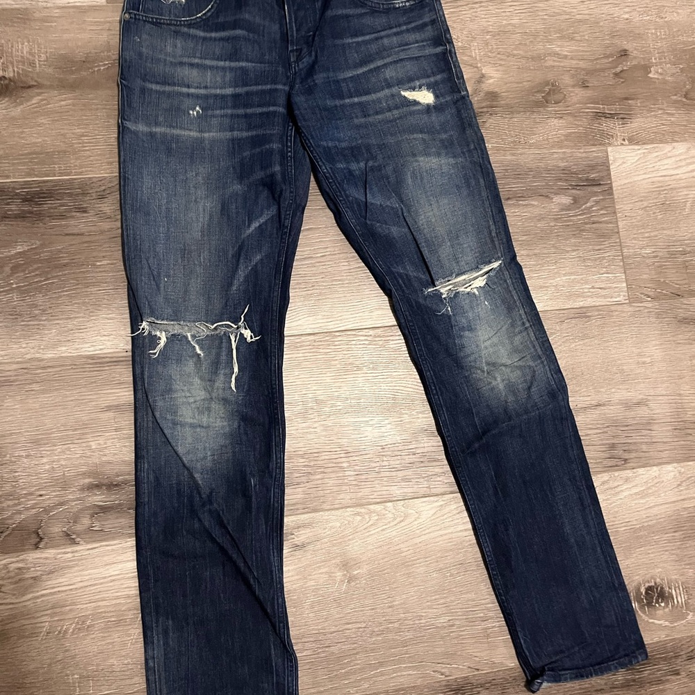 Hudson Jeans Blue Relaxed Fit Distressed Denim